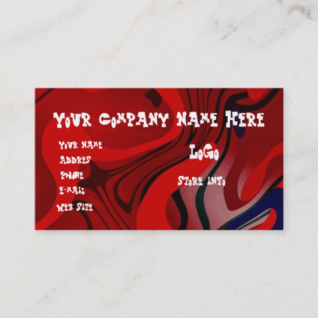 RED SWIRLS BUSINESS CARD (Front)