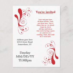 Red Swirly generic invitations for any occasion
