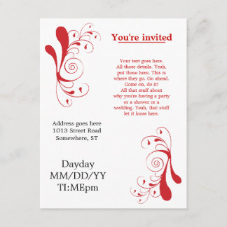 Red Swirly generic invitations for any occasion