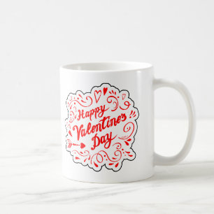 Red Swirly Valentine's Day Graphic Coffee Mug