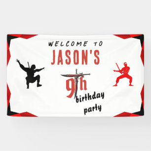 Red Sword Boy's Birthday Party Welcome Banner