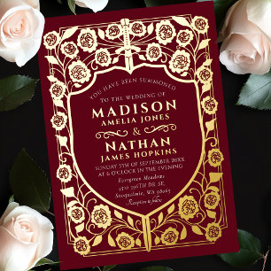 Red Sword Shield Mediaeval Monogram Wedding