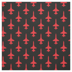 Red T-38 Talon Pattern on Black Fabric