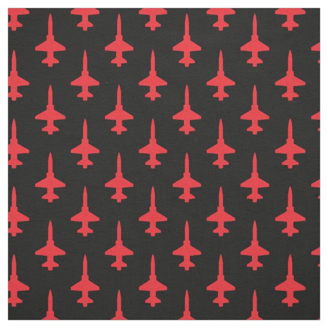 Red T-38 Talon Pattern on Black Fabric (Swatch)