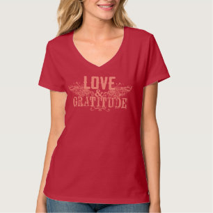 Red T-Shirt with Love and Gratitude Wording
