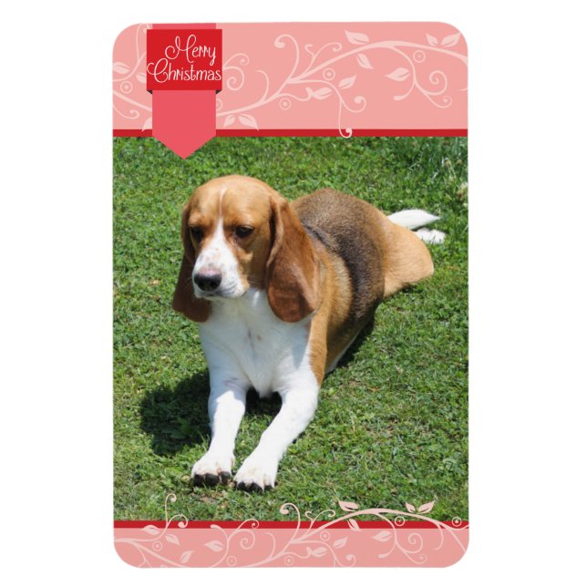 Red Tab & Flourish Merry Christmas Magnet (Vertical)