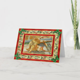 Red Tabby Cat Blank Christmas Card