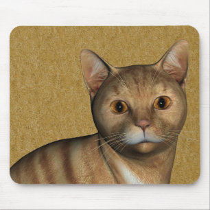 Red Tabby Cat Mouse Mat