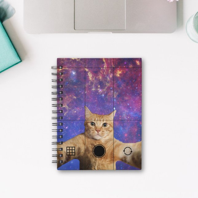 Red Tabby Cat Taking a Selfie in Space Notebook (Creator Uploaded)