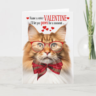 Red Tabby Wegie Cat Humour Valentine's Day Holiday Card