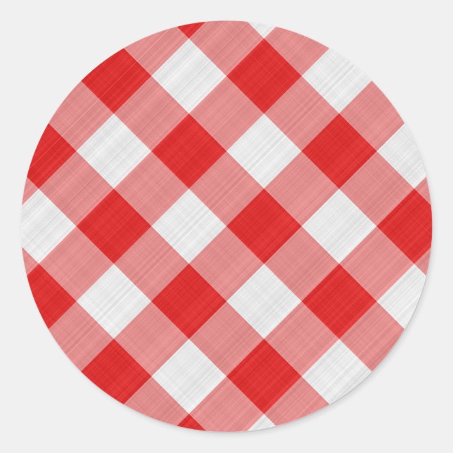 red table cloth classic round sticker (Front)