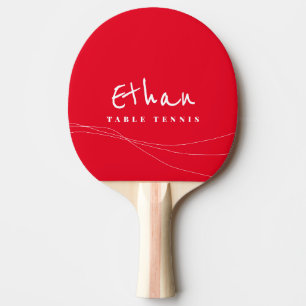Red table-tennis signed name Ping-Pong paddle