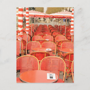 Red tables design postcard