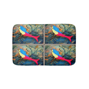 red-tail blackhaired mermaids bath mat