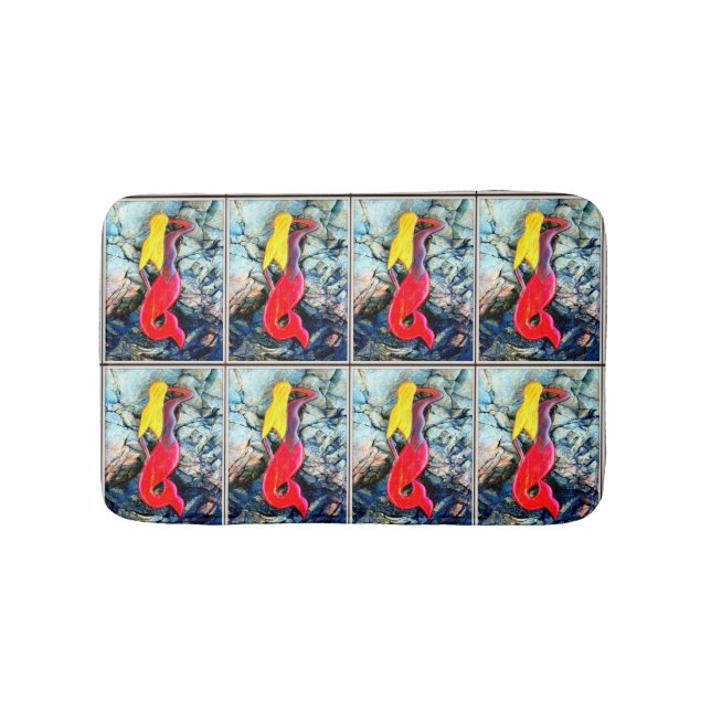 red-tail blonde  mermaids bath mat (Front)