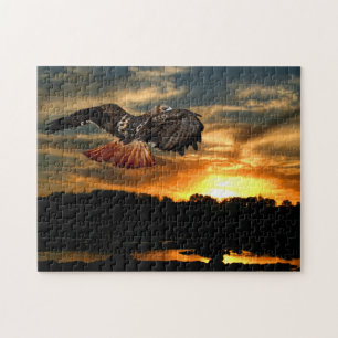 Red tail Hawk at Sunset Jigsaw Puzzle