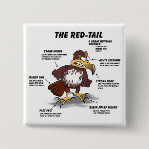 Red-tail Hawk Cartoon 15 Cm Square Badge