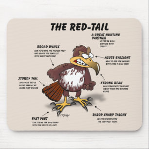Red-tail Hawk Cartoon Mouse Mat