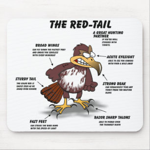 Red-tail Hawk Cartoon Mouse Mat