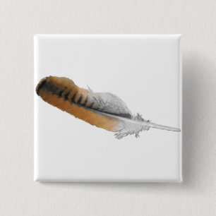 Red-tail Hawk feather 15 Cm Square Badge