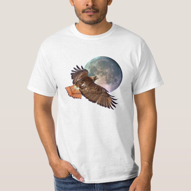 Red-Tail Hawk & Full Moon Wildlife Shirt (Front)