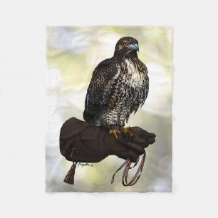 Red-tail Hawk on Glove Fleece Blanket