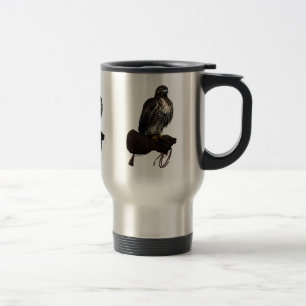 Red-tail Hawk on Glove Travel Mug
