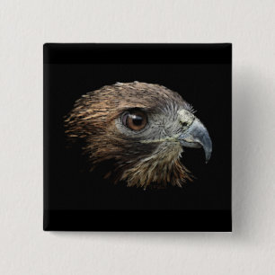 Red-tail Hawk pastel 15 Cm Square Badge