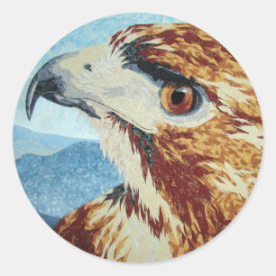 Red-tail Hawk textile Classic Round Sticker