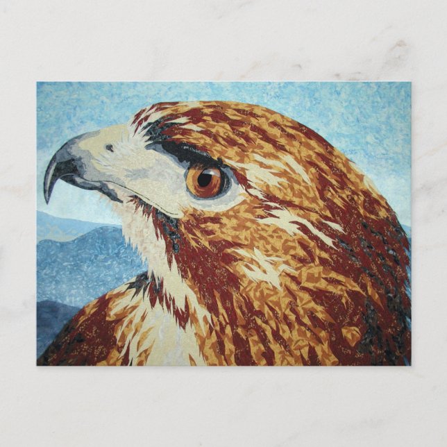 Red-tail Hawk textile Postcard (Front)