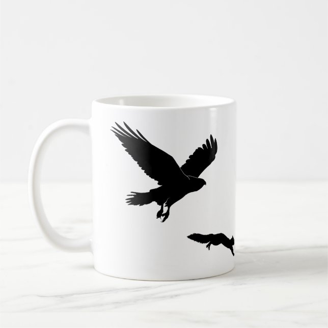 Red tail on squirrel silouette coffee mug (Left)