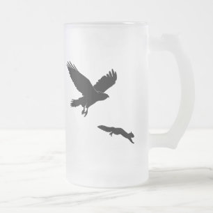 Red tail on squirrel silouette frosted glass beer mug