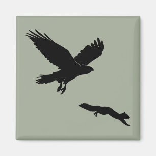 Red tail on squirrel silouette magnet