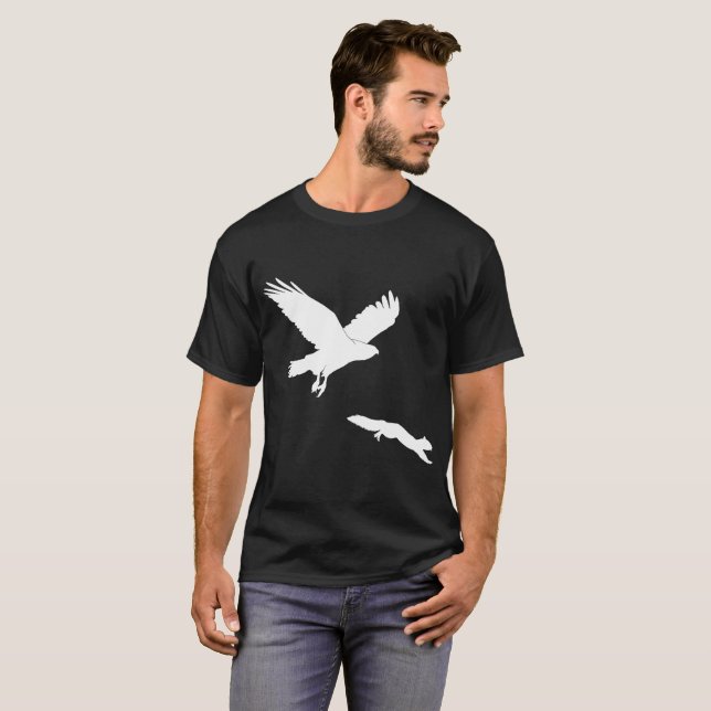 Red tail on squirrel silouette T-Shirt (Front Full)