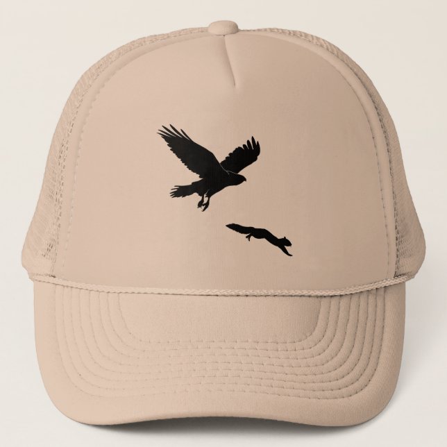 Red tail on squirrel silouette trucker hat (Front)