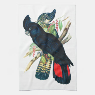 Red tailed, Black (Banksian) Cockatoos. Tea Towel