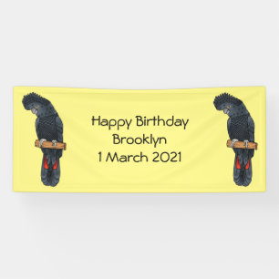 Red-tailed black cockatoo bird cartoon  banner