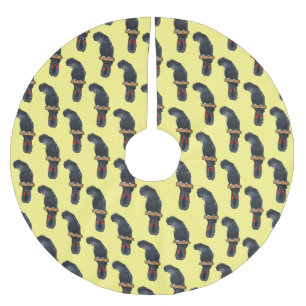 Red-tailed black cockatoo bird cartoon brushed polyester tree skirt