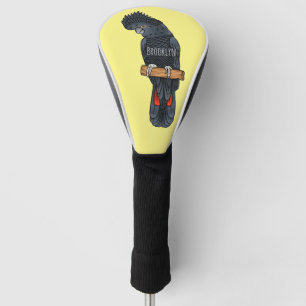 Red-tailed black cockatoo bird cartoon golf head cover