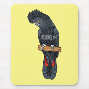 Red-tailed black cockatoo bird cartoon  mouse mat