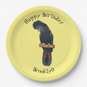 Red-tailed black cockatoo bird cartoon paper plate