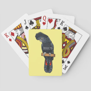 Red-tailed black cockatoo bird cartoon playing cards