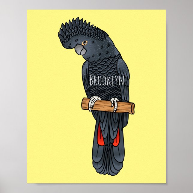 Red-tailed black cockatoo bird cartoon poster (Front)