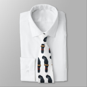 Red-tailed black cockatoo bird cartoon tie