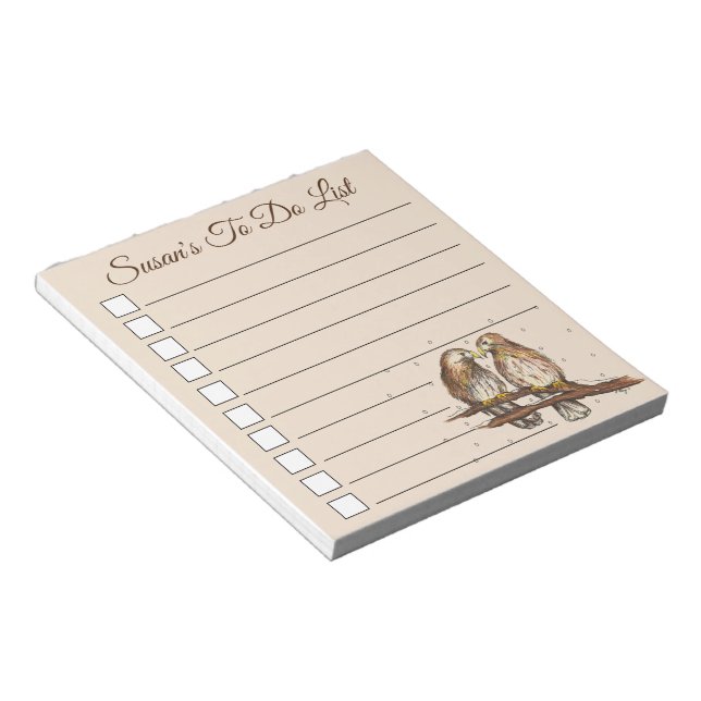Red Tailed Hawk Bird Lovebirds To Do List Notepad (Angled)