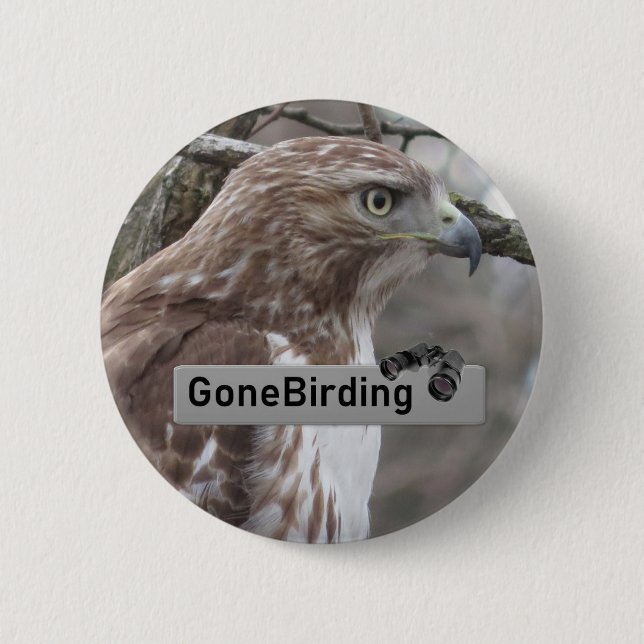 Red-tailed Hawk Birding magnet 6 Cm Round Badge (Front)