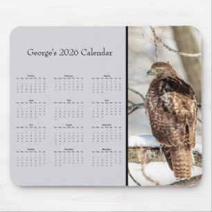 Red-tailed Hawk: Customize full year 2026 calendar Mouse Mat