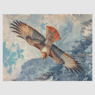 Red-Tailed Hawk Flying Over Mountains Decoupage Tissue Paper