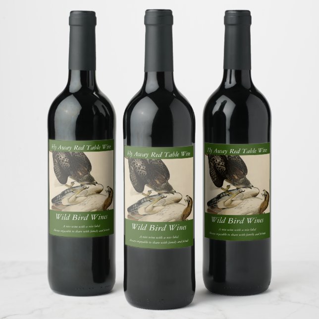 Red-tailed Hawk from Audubon's Birds of America Wine Label (Bottles)