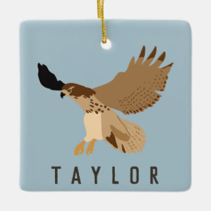 Red-Tailed Hawk in Flight Personalised Ceramic Ornament